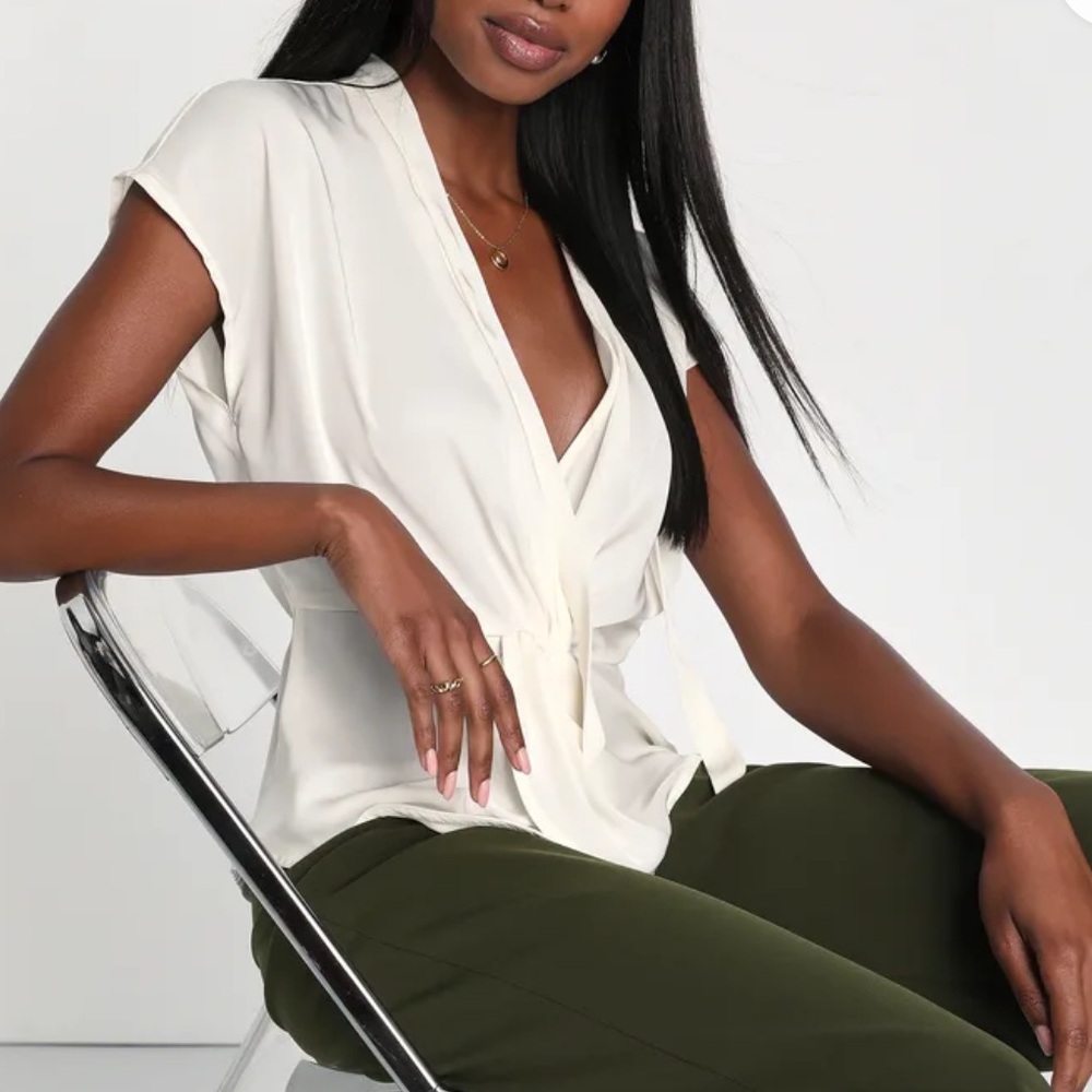 Lulu's Cream Wrap Blouse